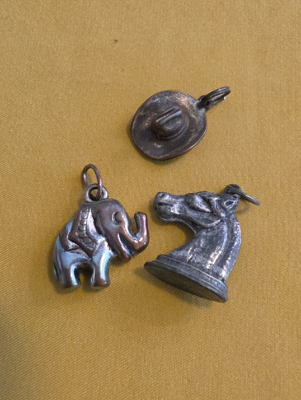 Vintage Mixed Metal Charms - Elephant, Horse Head & Cowboy Hat